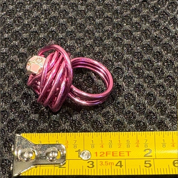 Whimsical Wire-Wrapped Statement Ring - Pink & Silver Sparkle - Picture 15 of 16